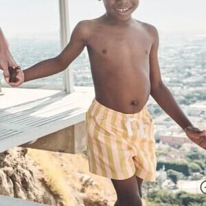 Hanna Andersson CABANA STRIPE Kids Swim Trunks Size 5 NEW
